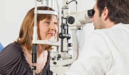 mature woman during eye exam